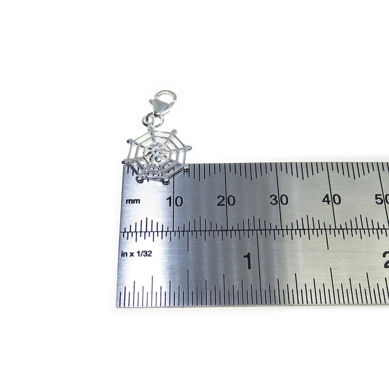 925 Sterling Silver Spider on Web Charm, Unique Gift